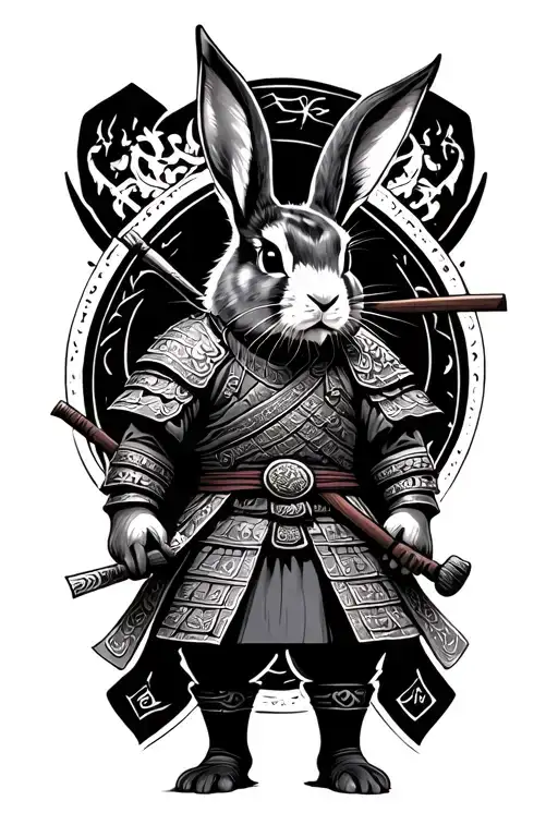 Rabbit Samurai Warrior Standing