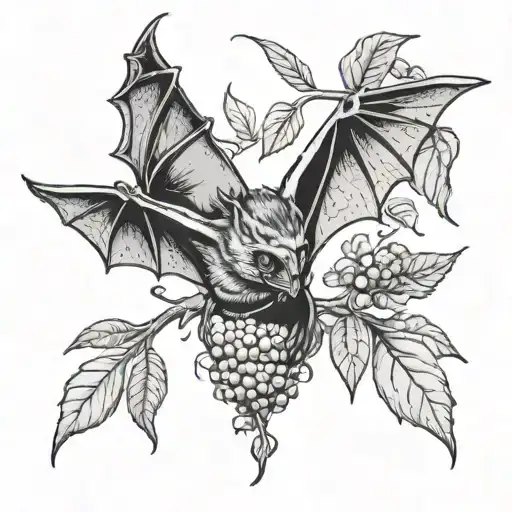 Giant Fruit Bat With Branch And Leaves