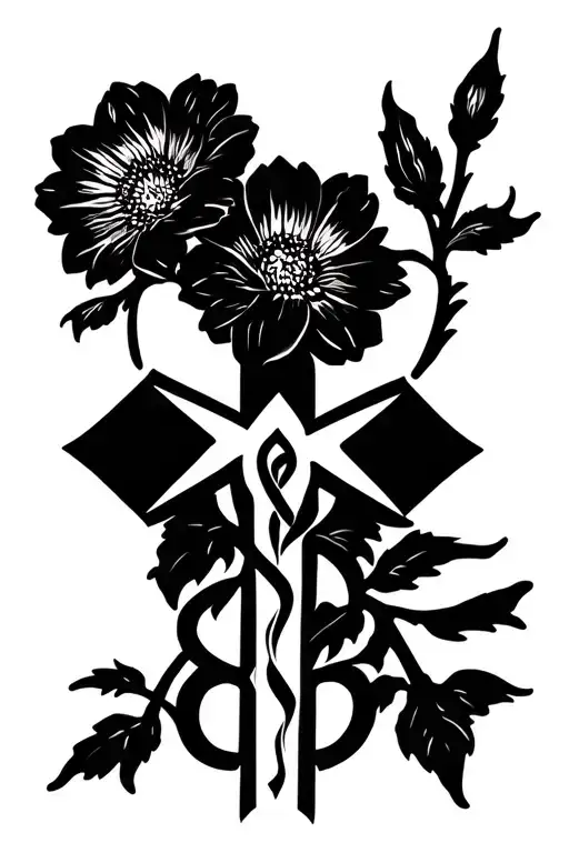 Flowers And Star Of Life