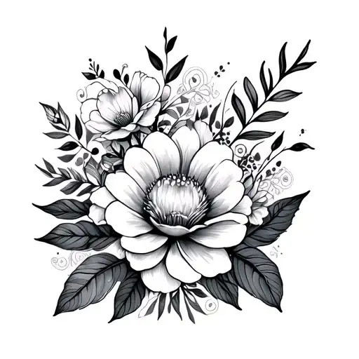 Flowers And Plants With Mandala In Background