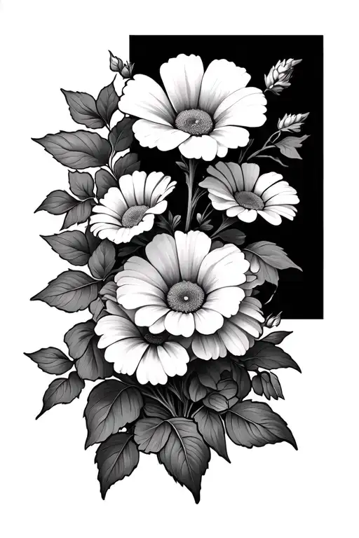 Daisy Flower And Morning Glory Vine