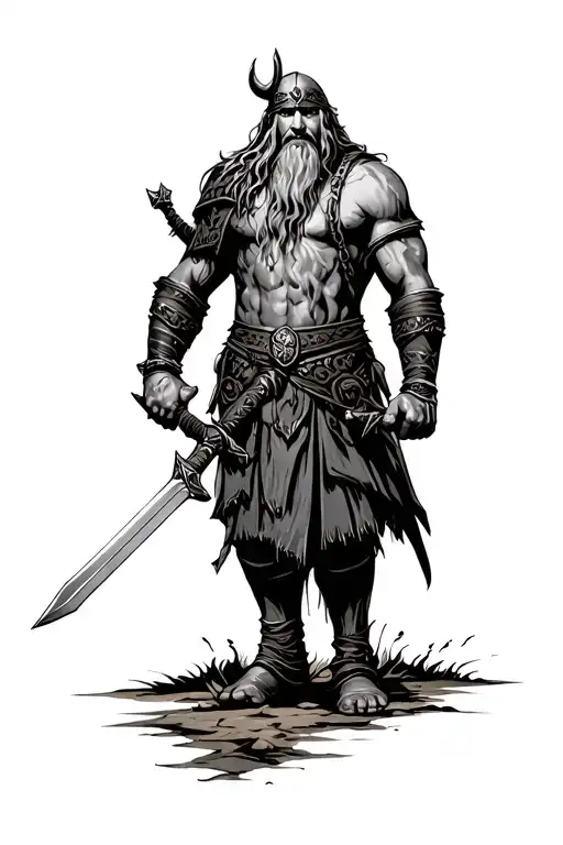 Viking Warrior Holding Sword