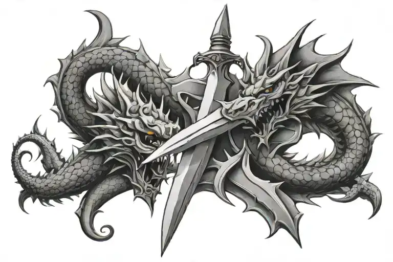 Dagger And Dragon Intertwined