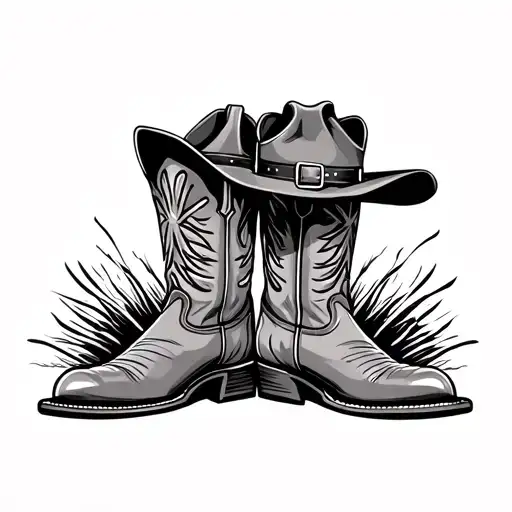 Cowboy Boots With Hat On Top