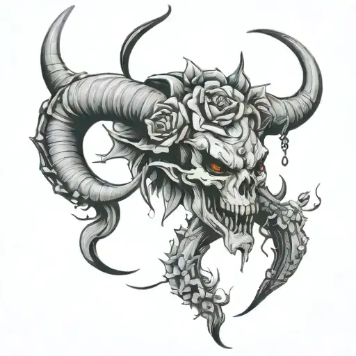 Demon Flowers Horns Blood