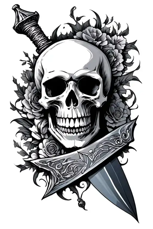 Dagger With Skeleton Skull