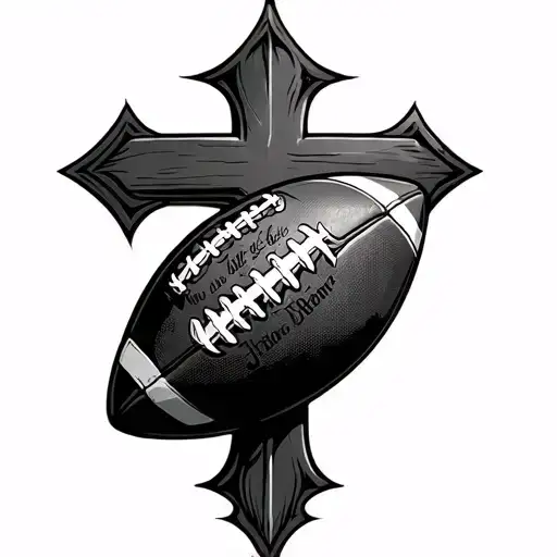 Cross With Bible Verse And Football