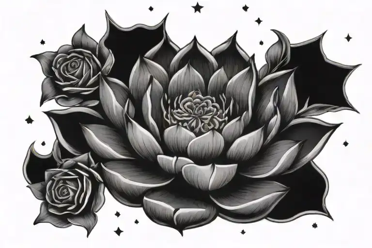 Lotus And Stars And Rose Surrounded