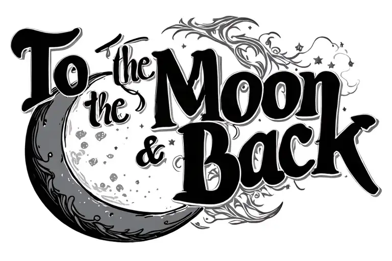 To The Moon And Back Tattoo Cursive Writing