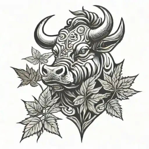 Bull With Marijuana Leaf Patterns