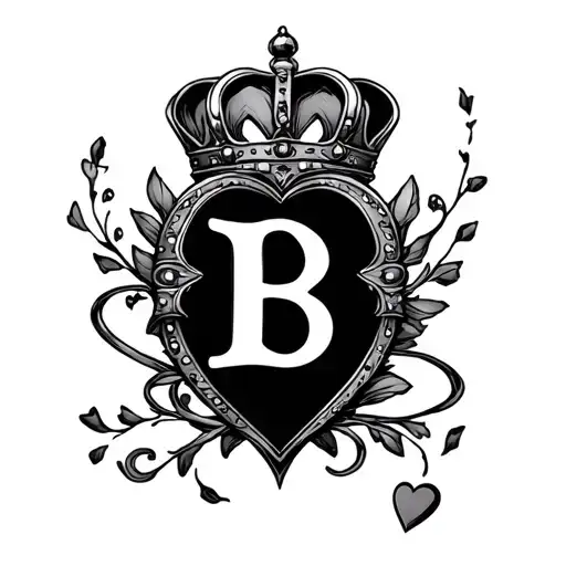 Letter B With A Crown And Heart Shaped Lock