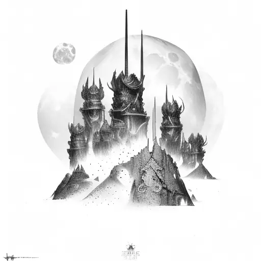 Dark Fantasy Knights Moon Desert Stars