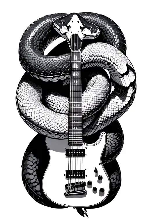 Two Snakes Coiled Around An Ibanez Guitar