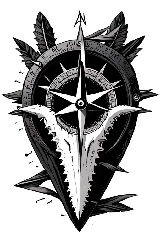 Compass With Shark Tooth Arrow Point