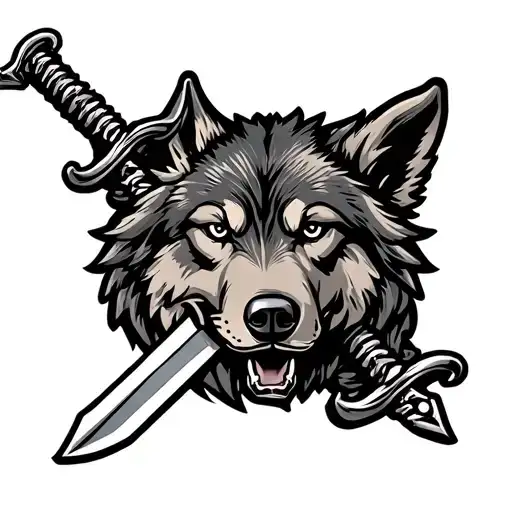 A Veteran's Dog Tags With A Wolf And Sword Intertwined In The Design