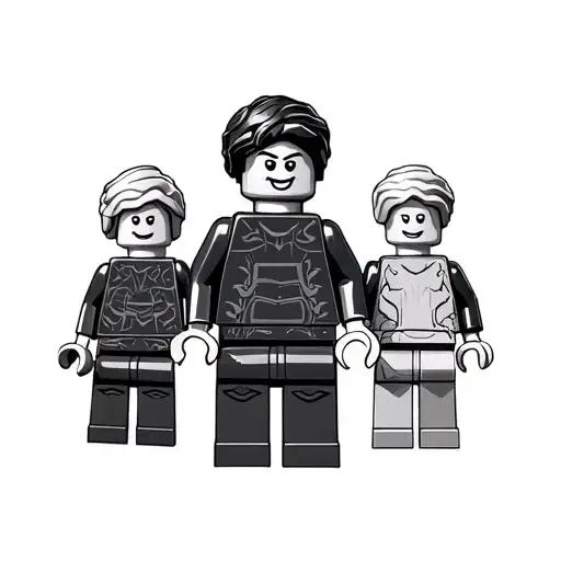 Lego Family Tattoo Black And White