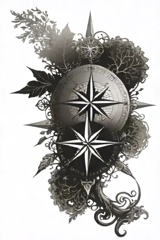 Compass Rose With Tree Of Life