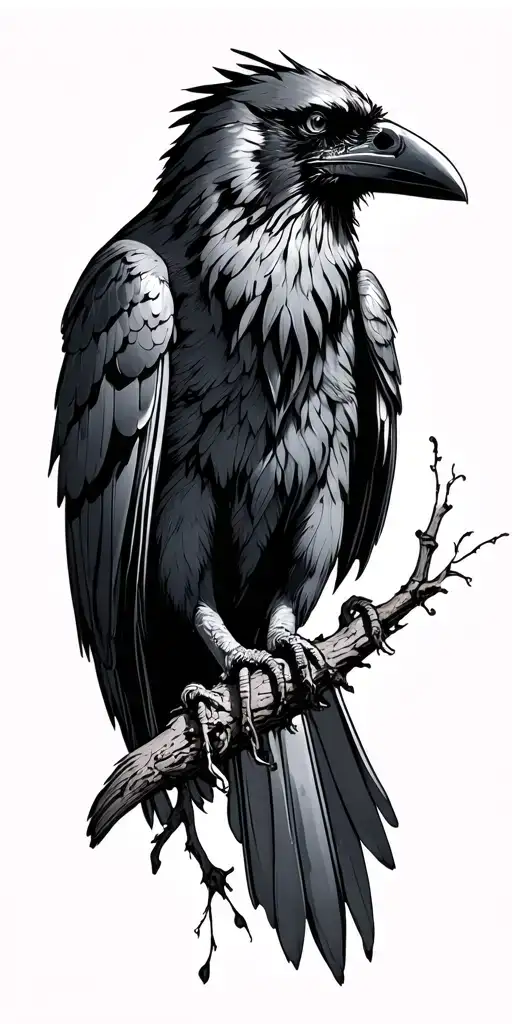 Raven With Shadows Projected