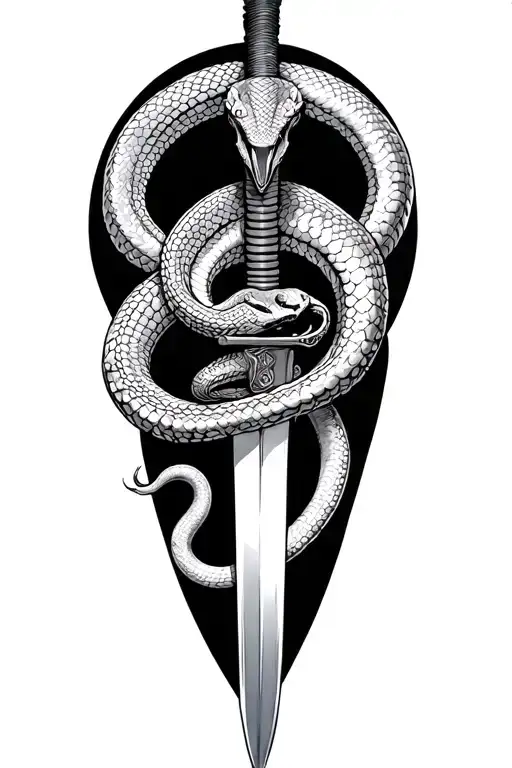 Snakes Wrapped Around A Fencing Saber