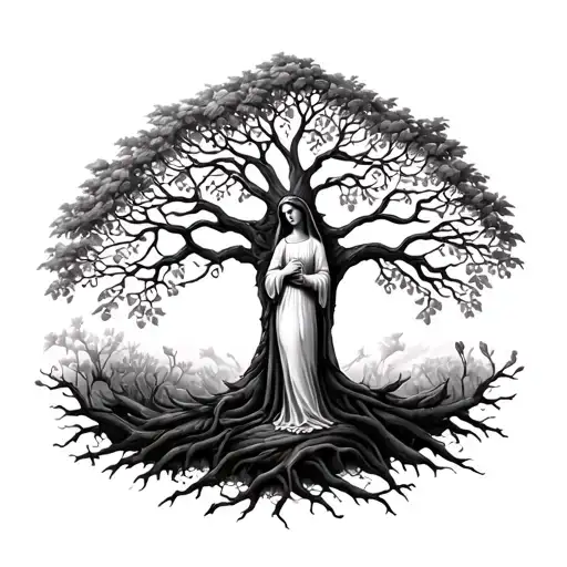 Tree Of Life With A Virgin At The Trunk