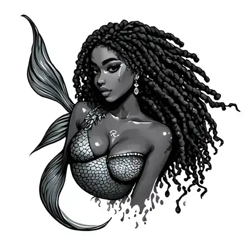 Black Mermaid With Locs