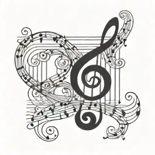 Black Treble Clef On Music Staff