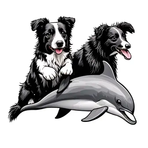 Border Collie Teddy Bear And Dolphin Jumping