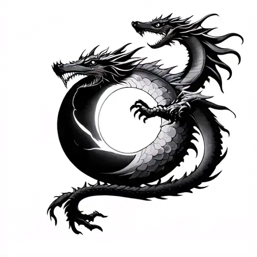 Eclipse Tattoo Sleeve With A Dragon