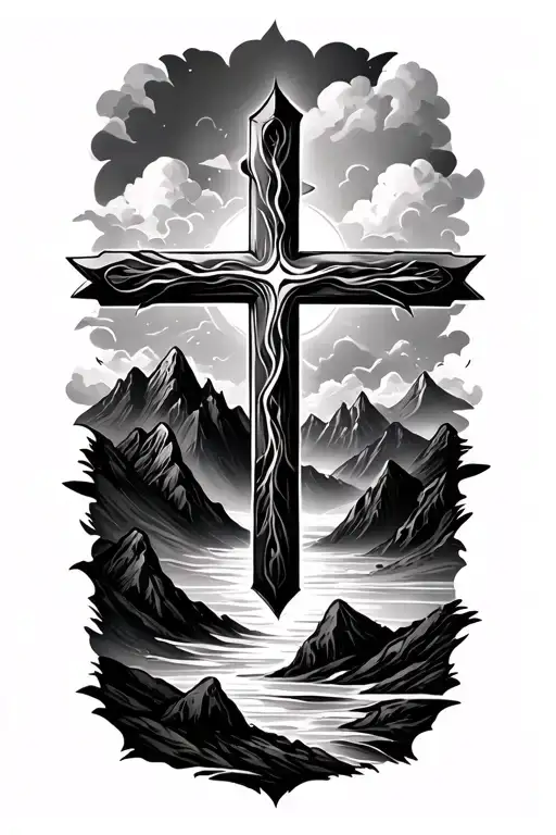 Cross And Mountains