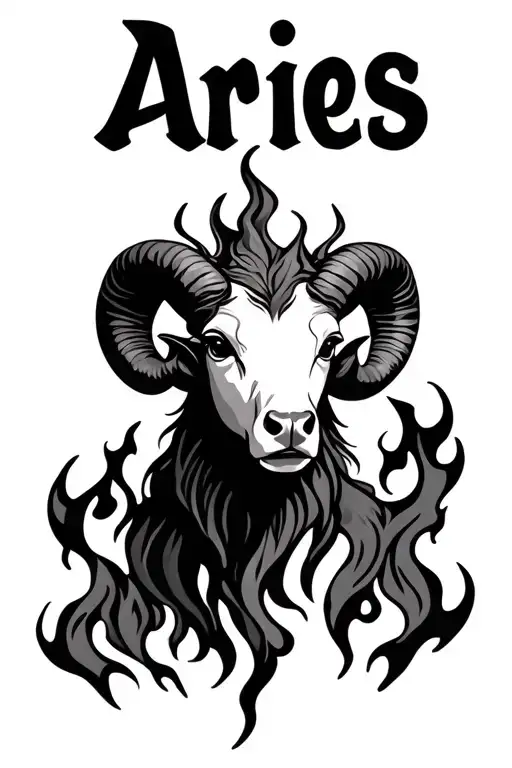 Aries Zodiac With Sun Flames