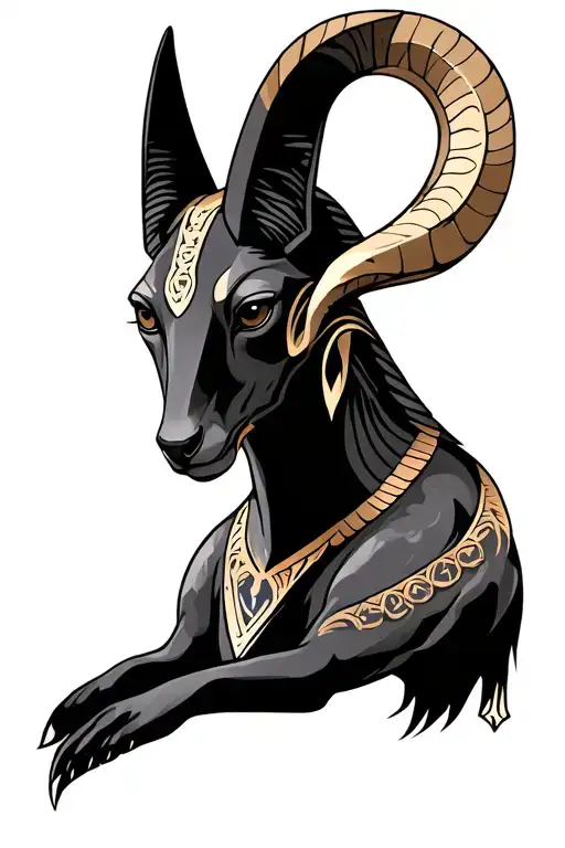 Anubis With Aries Zodiac Sign