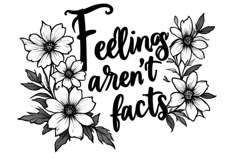 Fine Line Flowers And Quote 'Feelings Aren't Facts'