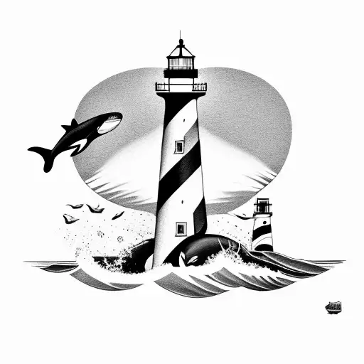 Lighthouse And Killer Whale