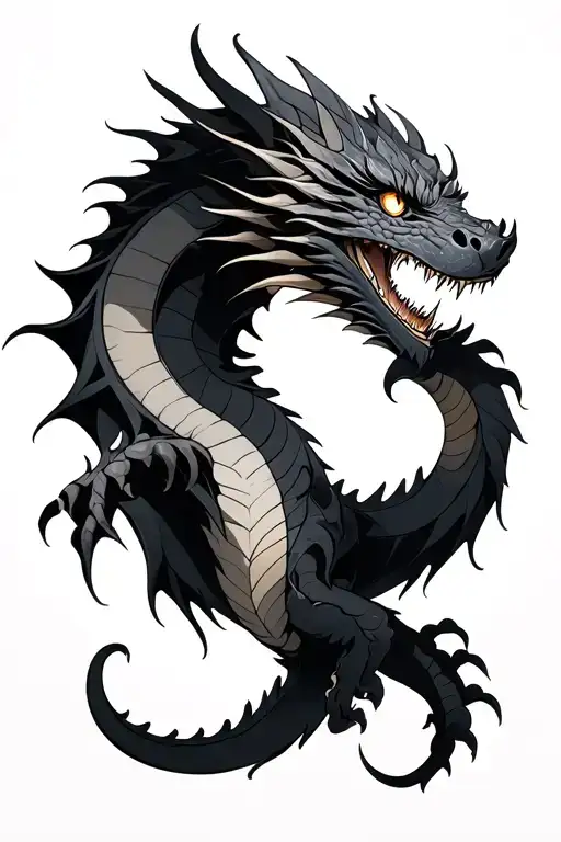 Black Dragon With Geenish-gold Eyes