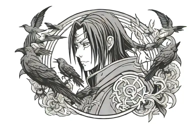 Anime Character Itachi Uchiha With Crows