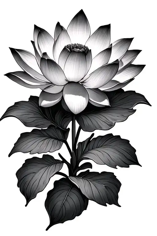Lotus Flower Drawn In A Schematic Style