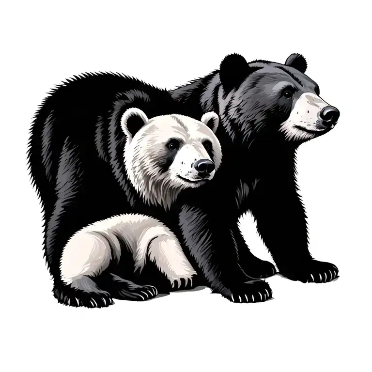 Bear With Two Cubs