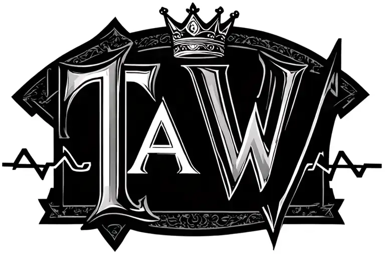 Letter T A W Incorporated With Crown And Ekg Line