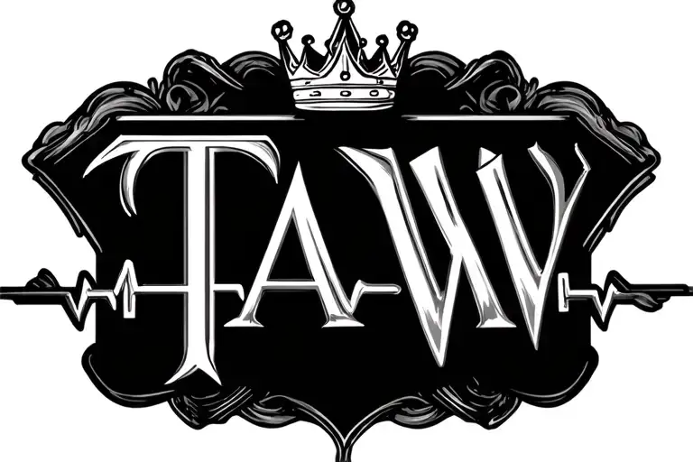 Letter T A W Incorporated With Crown And Ekg Line