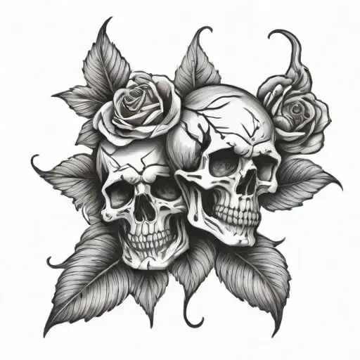 Western Style Tattoos With Skulls And Roses That Would Fit On Back Of Leg