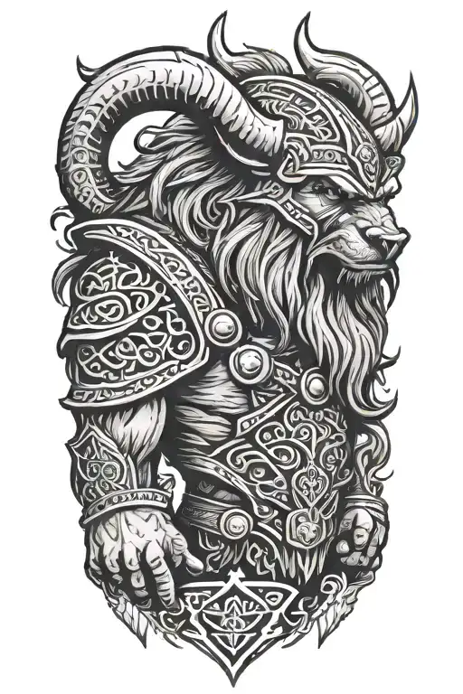 Viking Berserker With Bear Head Wearing
