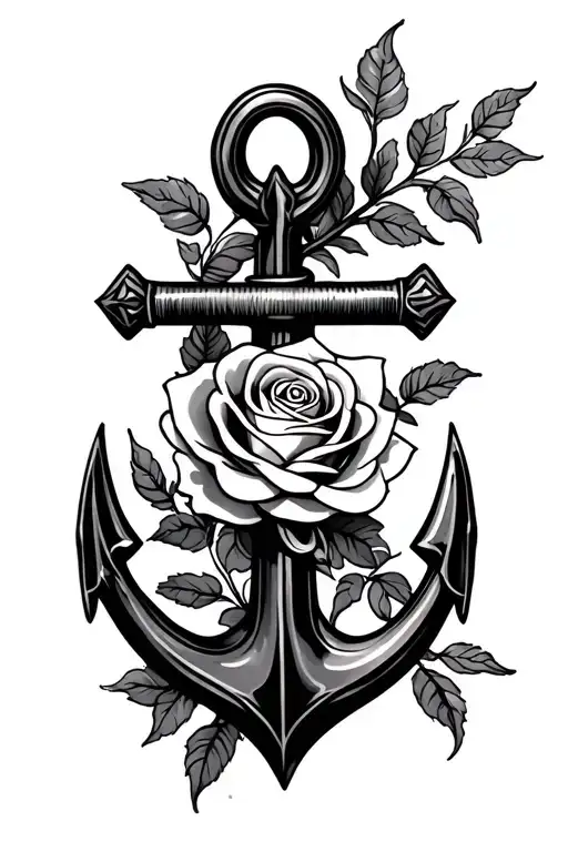 Anchor With A Rose Intertwined