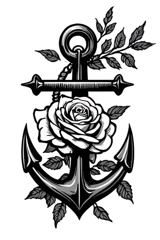 Anchor With A Rose Intertwined