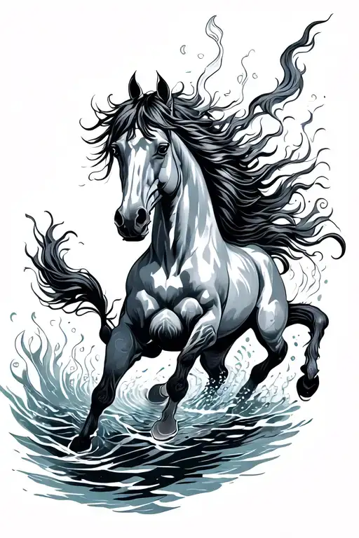 Mythological Mustang Horse Swimming Undersea