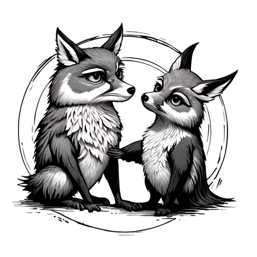 A Fox And An Owl Playing In A Circle