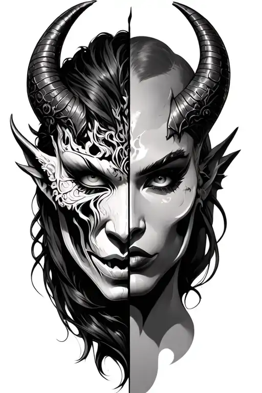 Demon Womanmask Split In Half