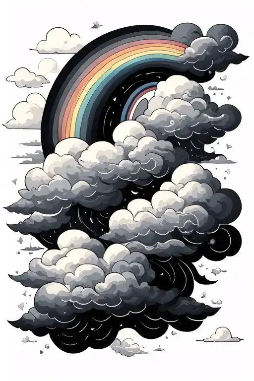 Rainbow And Clouds Floating