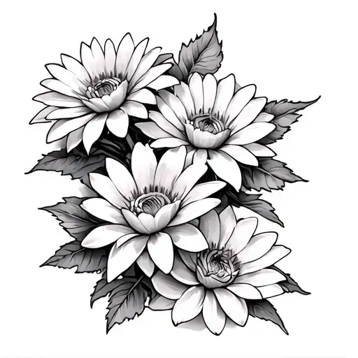A Tattoo For Under The Breast On The Rib With 2 Daisies 2 Roses 1 Water Lily And 1 Chrysanthemum