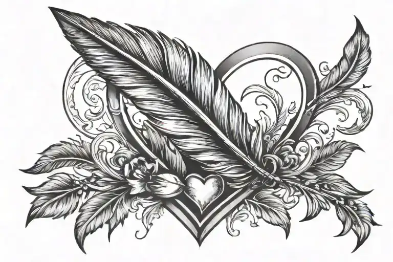 Feather And Arrow With Heart