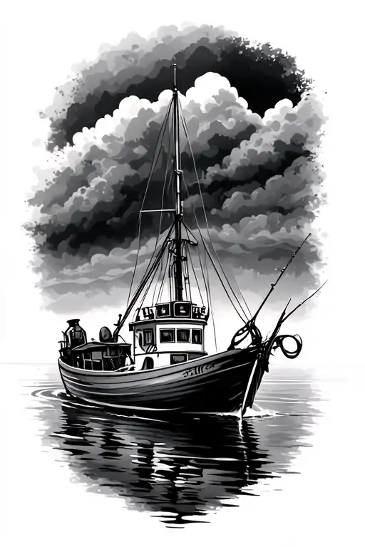 Fishing Boat Floating Peacefully